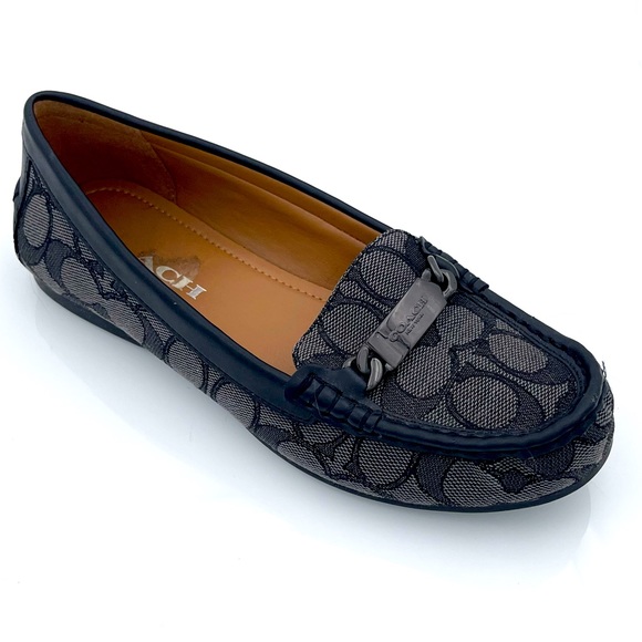 Authentic Coach Black Leather Monogram Loafer Flat Shoes - Picture 2 of 2